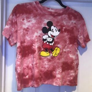 Disney Mickey Mouse Cropped Tie Dye Tee Medium